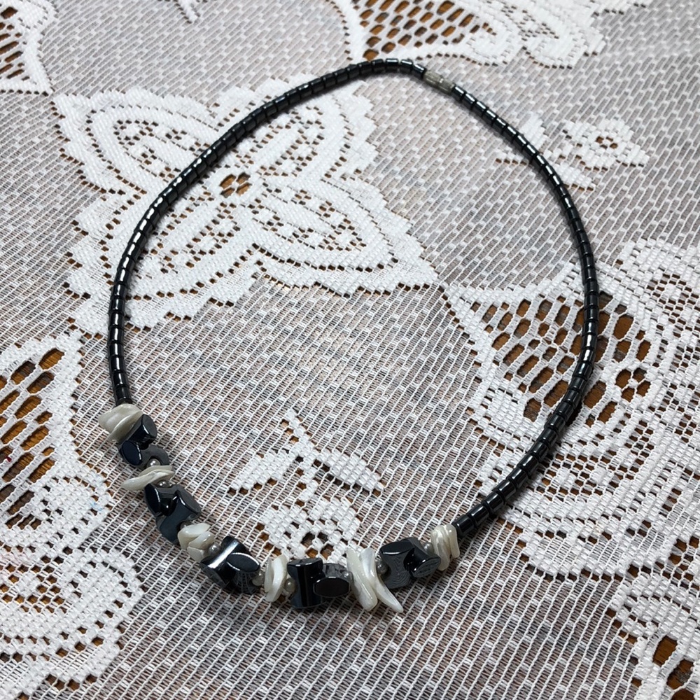 Hematite and Shell Necklace
